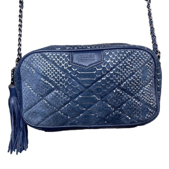AIMEE KESTENBERG Blue Suede Snake Print Crossbody - Picture 4 of 11